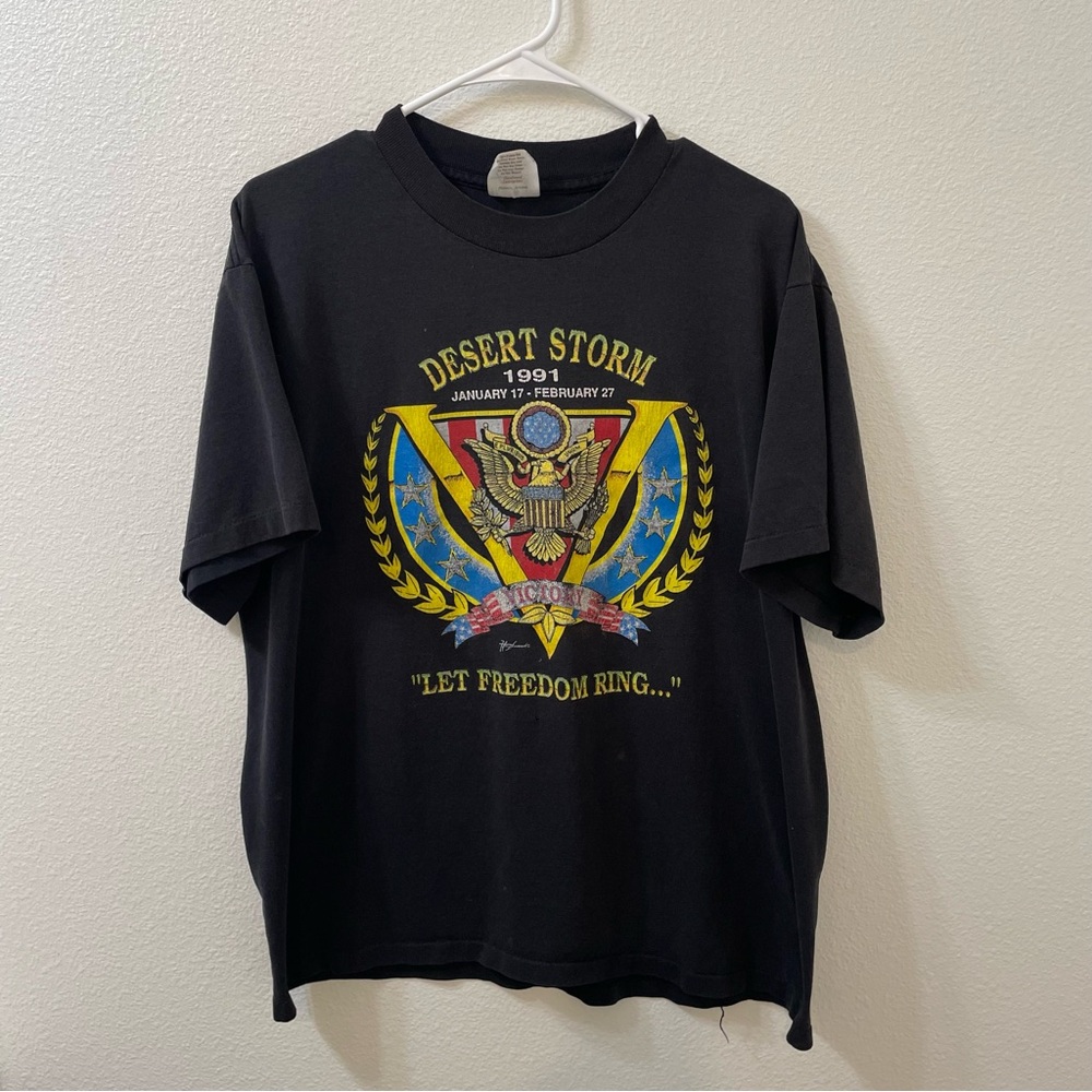 Desert storm let freedom ring 91 shirt black vintage  xl
